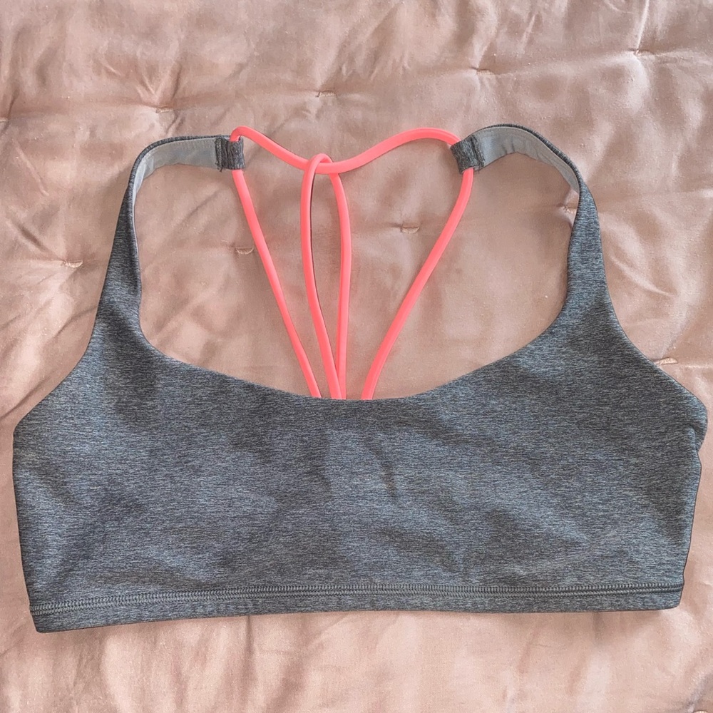 Lululemon sports bra heather grey & neon pink